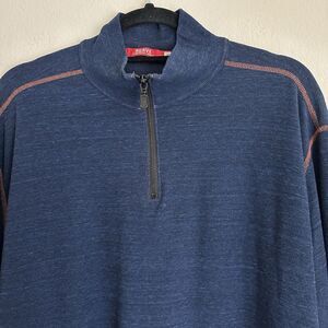 Agave Sweater Mens XL Blue 1/4 Zip Pullover Waffle Knit Watsonville‎ Logo USA